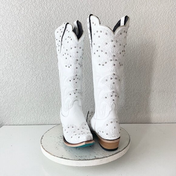 Lane CALYPSO Womens Cowboy Boots 7.5 White Western Cowgirl Mid Calf Pointed Toe - Picture 11 of 11